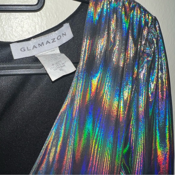 Beautiful Holographic Formal Dress, Size XL but would fit better for a size L - Picture 9 of 10